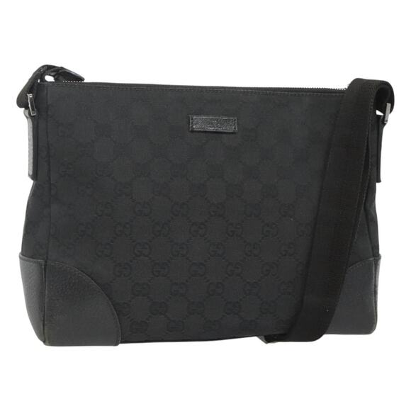 GUCCI GG Canvas Shoulder Bag Black Silver - Picture 1 of 16